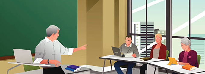 This is an AI generated image of a lecturer in a classroom setting